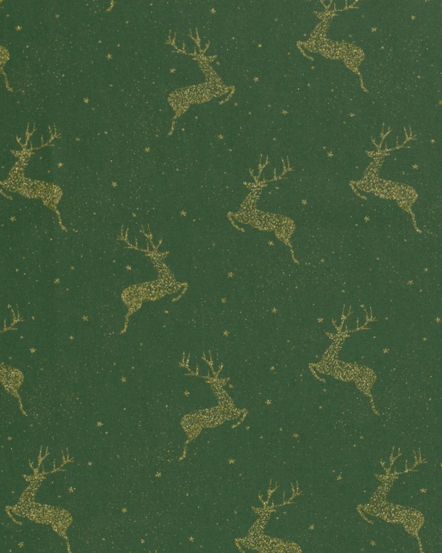 Tissu Coton Noël Jolis Rennes Dorés - Mercerine
