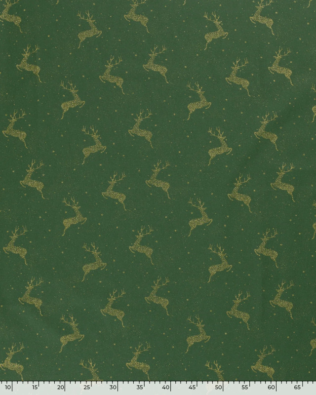 Tissu Coton Noël Jolis Rennes Dorés - Mercerine