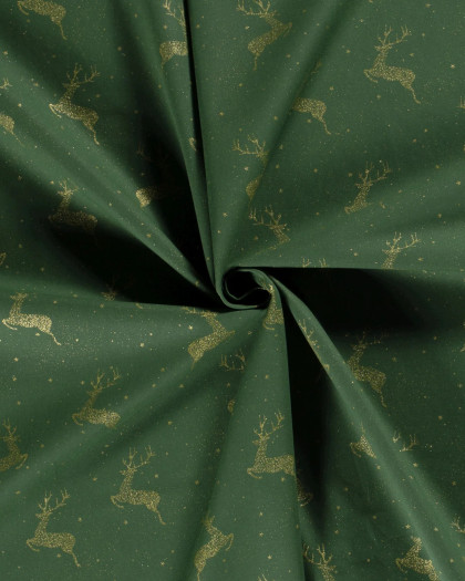 Tissu Coton Noël Jolis Rennes Dorés - Mercerine
