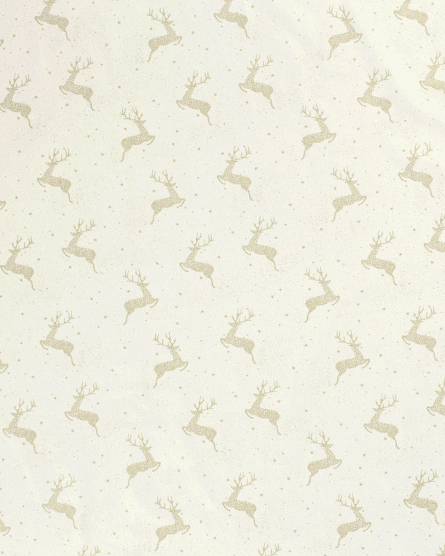 Tissu Coton Blanc cassé Noël Jolis Rennes Dorés - Mercerine