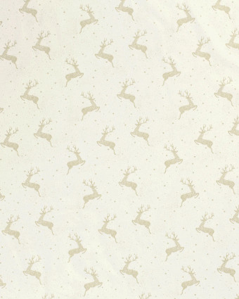 Tissu Coton Blanc cassé Noël Jolis Rennes Dorés - Mercerine
