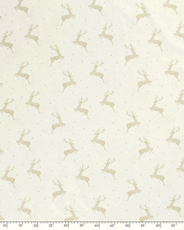 Tissu Coton Blanc cassé Noël Jolis Rennes Dorés - Mercerine
