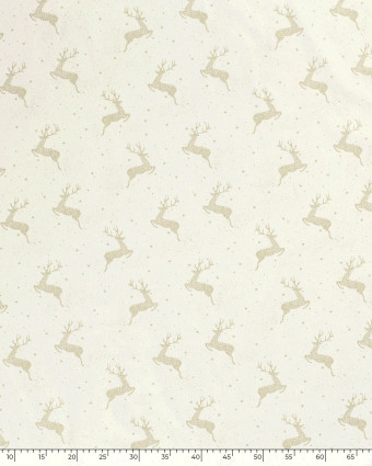 Tissu Coton Blanc cassé Noël Jolis Rennes Dorés - Mercerine