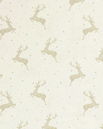 Tissu Coton Blanc cassé Noël Jolis Rennes Dorés - Mercerine