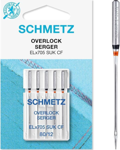 Aiguilles overlock 80 : 5 aiguilles surjeteuse Schmetz - Mercerine