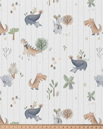 Tissu Coton Motifs  dinosaures rigolos - Mercerine