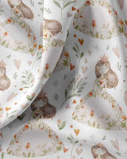 Tissu Coton Imprimé  Princesses Fleuries - Mercerine