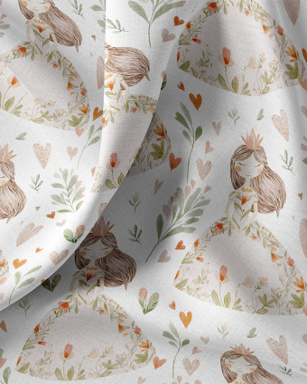 Tissu Coton Imprimé  Princesses Fleuries - Mercerine