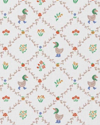Tissu Coton Imprimé  canard bucoliques - Mercerine