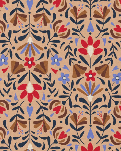 Tissu Coton Motif floral simple et élégant- Mercerine