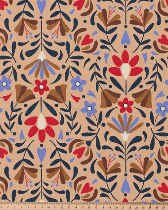Tissu Coton Motif floral simple et élégant- Mercerine