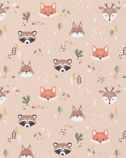 Tissu Coton imprimé animaux malicieux- Mercerine