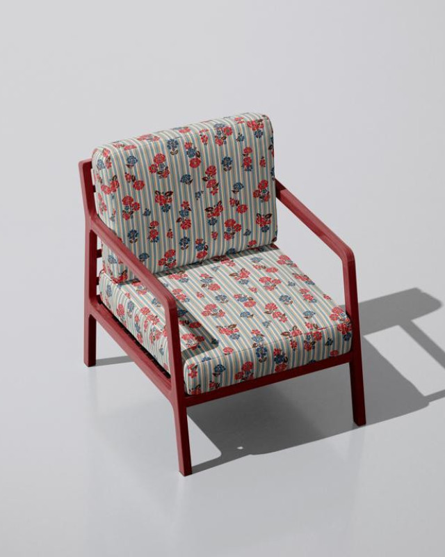 Tissu Demi Natte imprimé fleurs vintage & rayures - Mercerine
