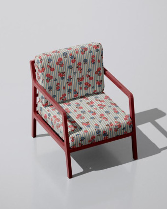 Tissu Demi Natte imprimé fleurs vintage & rayures - Mercerine