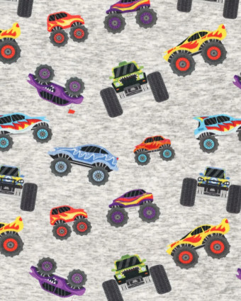 Tissu Sweat Jogging Monster Trucks - Mercerine