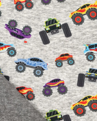 Tissu Sweat Jogging Monster Trucks - Mercerine