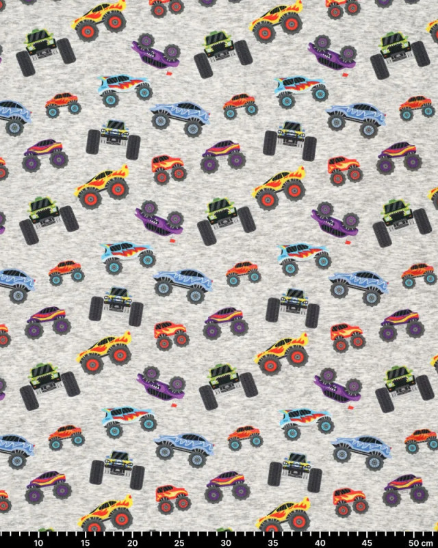 Tissu Sweat Jogging Monster Trucks - Mercerine