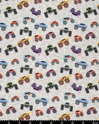 Tissu Sweat Jogging Monster Trucks - Mercerine