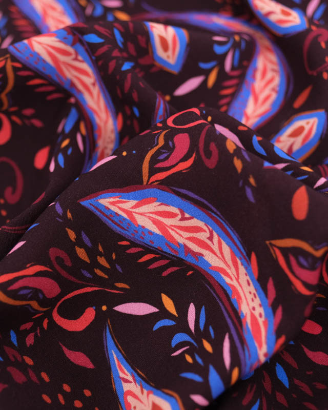 Tissu Viscose imprimé floral cachemire - Mercerine
