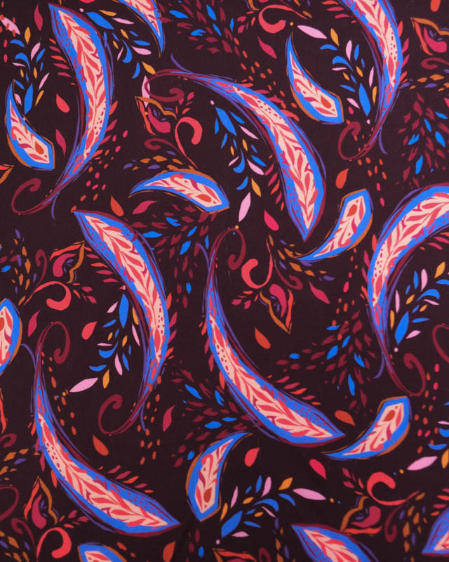 Tissu Viscose imprimé floral cachemire - Mercerine