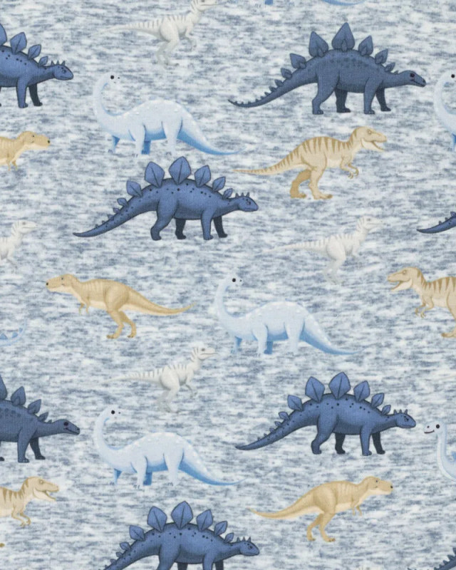 Tissu Sweat Jogging Dinos Bleu - Mercerine