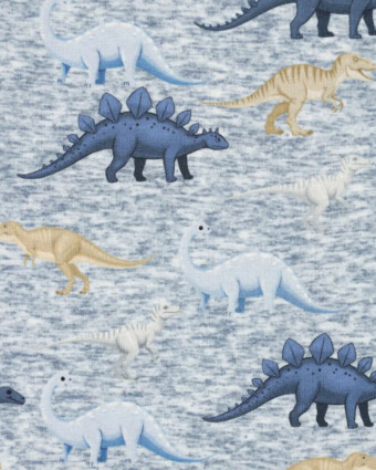 Tissu Sweat Jogging Dinos Bleu - Mercerine