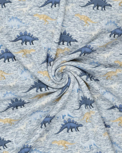 Tissu Sweat Jogging Dinos Bleu - Mercerine