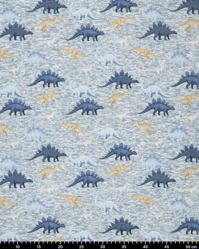 Tissu Sweat Jogging Dinos Bleu - Mercerine