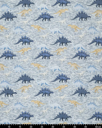 Tissu Sweat Jogging Dinos Bleu - Mercerine