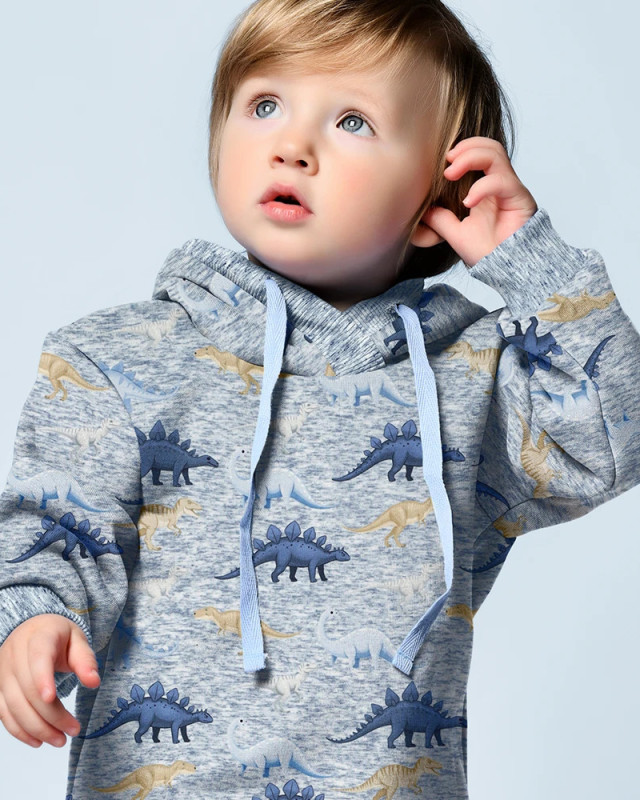 Tissu Sweat Jogging Dinos Bleu - Mercerine
