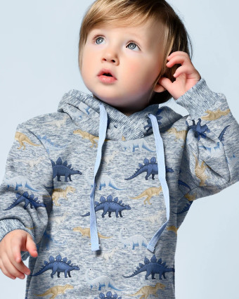 Tissu Sweat Jogging Dinos Bleu - Mercerine