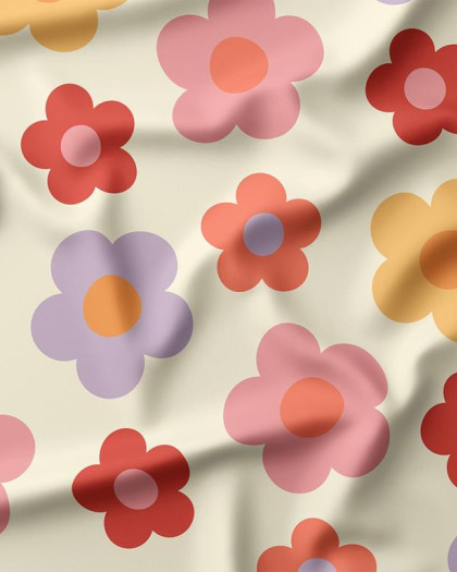 Tissu Imperméable – Fleurs Rétro Colorées- Mercerine