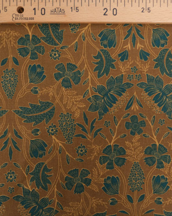 Tissu Demi Natte imprimé floral brun & vert - Mercerine
