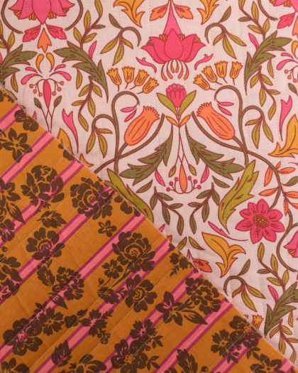 Tissu Matelassé Double Face Motifs Fleuris Bohèmes & Rétro - Mercerine