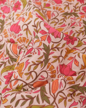 Tissu Matelassé Double Face Motifs Fleuris Bohèmes & Rétro- Mercerine