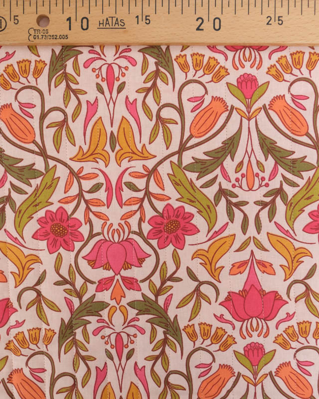 Tissu Matelassé Double Face Motifs Fleuris Bohèmes & Rétro- Mercerine