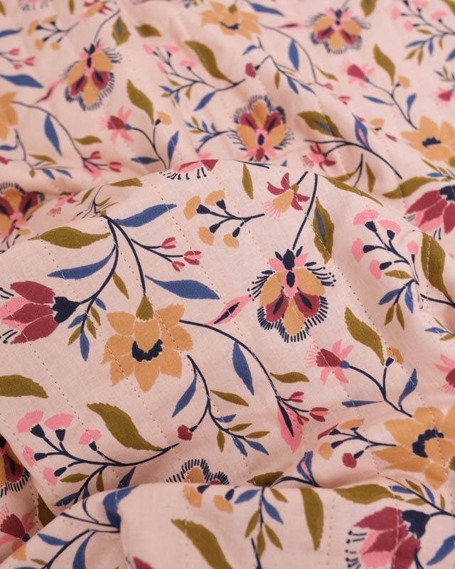 Tissu Matelassé Double Face Motifs Fleurs Graphiques & Léopard Chic- Mercerine