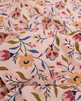 Tissu Matelassé Double Face Motifs Fleurs Graphiques & Léopard Chic- Mercerine