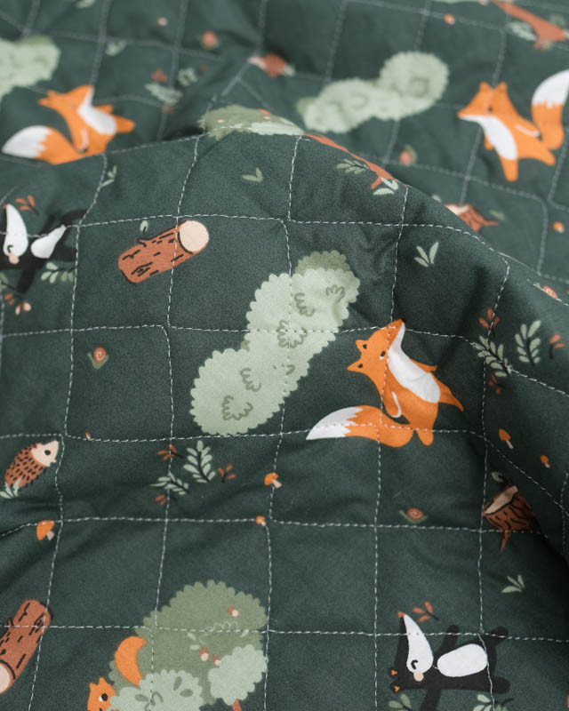 Tissu Matelassé Double Face Motif Promenade En Forêt - Mercerine