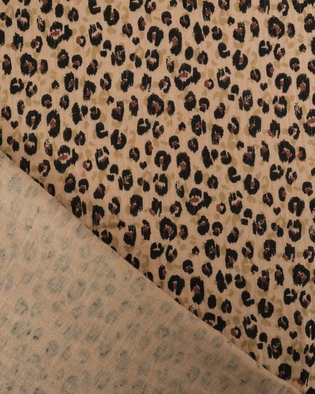 Tissu Double Gaze De Coton Imprimé Léopard Classique   - Mercerine