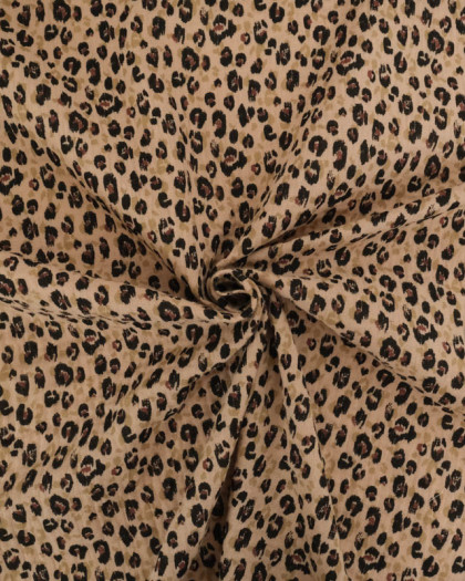 Tissu Double Gaze De Coton Imprimé Léopard - Mercerine