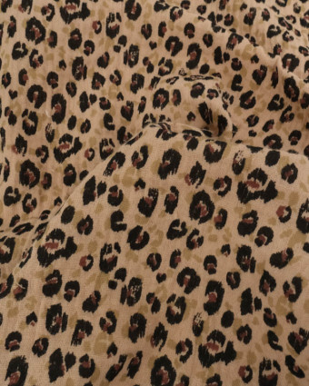 Tissu Double Gaze De Coton Imprimé Léopard Classique   - Mercerine