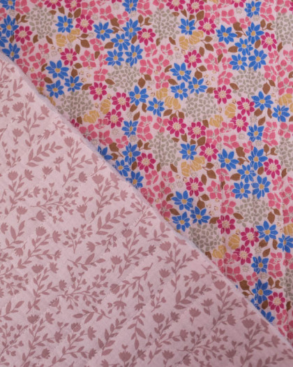 Tissu Matelassé Double Gaze Double Face  Fleurs Pop  - Mercerine