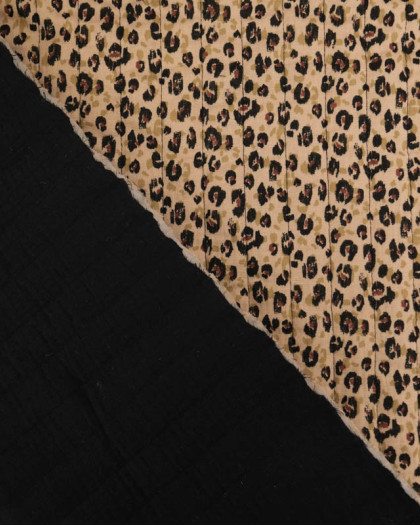 Tissu Matelassé Double Gaze Double Face Léopard - Mercerine