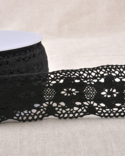Galon Dentelle Coton Fleurs 45 mm - 2 Coloris