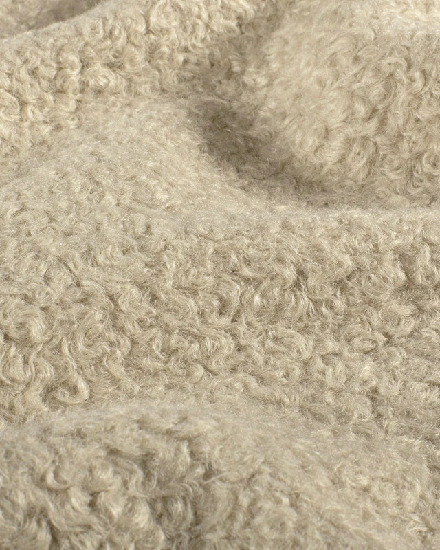 Tissu Bouclette Lourd Uni Beige - Mercerine