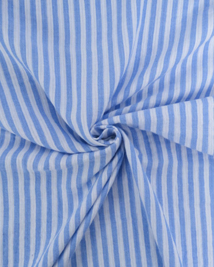 Double Gaze Double Face Rayures Bleu et Blanc - Mercerine