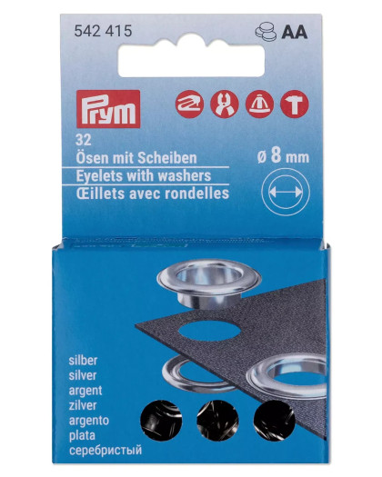 Œillets avec rondelles Prym  8 mm  (32 pièces) - Prym  - Mercerine