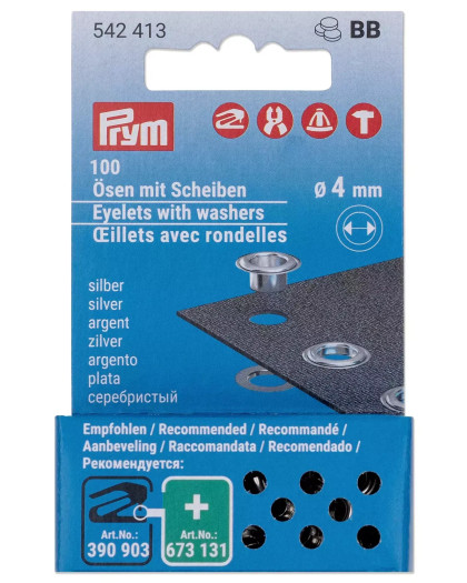 Œillets avec rondelles Prym  4 mm  (100 pièces) - Prym - Mercerine