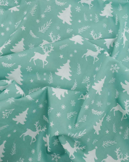 Tissu Noël Coton Renne Féerique - Mercerine